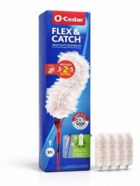 O-Cedar Flex & Catch Heavy Duty Dusting Kit Extendable Duster 5 Refills New
